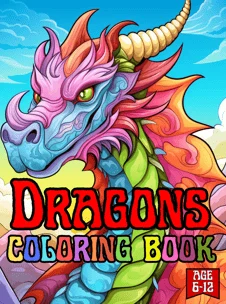 English edition cover of Dragons Coloring Book, by Nicolas Marty.