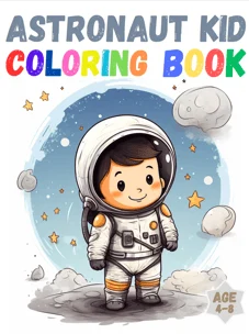 English edition cover of Astronaut Kid Coloring Book, by Nicolas Marty.