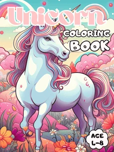 English edition cover of Unicorn Coloring Book, by Nicolas Marty.